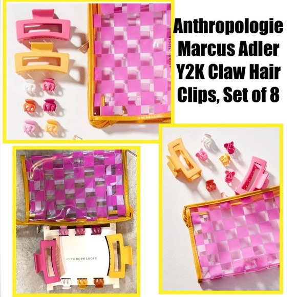 Anthropologie Accessories - Anthropologie Marcus Adler Y2K Claw Hair Clips, Set of 8